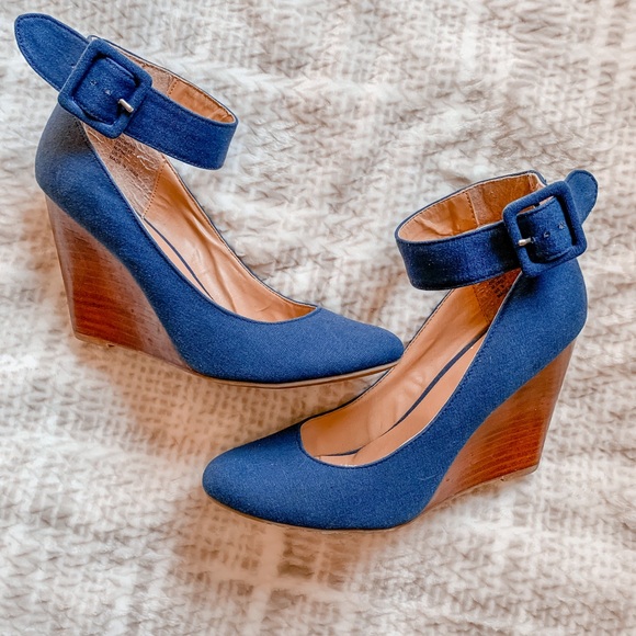 Mix No. 6 Shoes - Wedge blue canvas heels